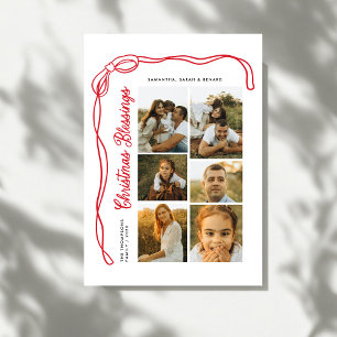 Bow Weihnachtssegen Schrift Familie 6 Fotos Feiertagskarte