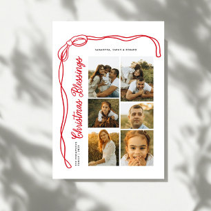 Bow Weihnachtssegen Schrift Familie 6 Fotos Feiertagskarte