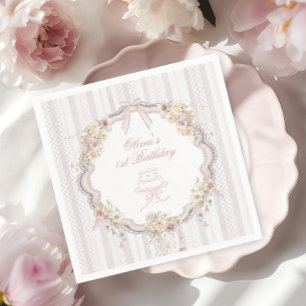 Bow Wildflower Erster Geburtstag Serviette