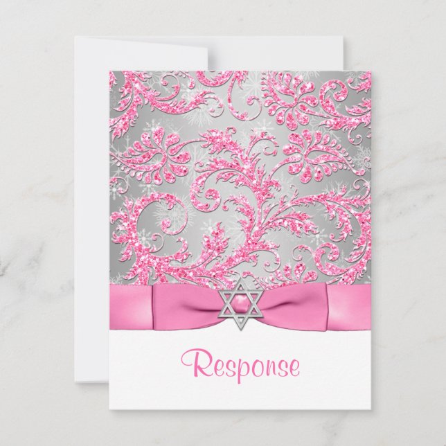 BOW - Winter Wonderland Bat Mitzvah UAWG RSVP Karte (Vorderseite)