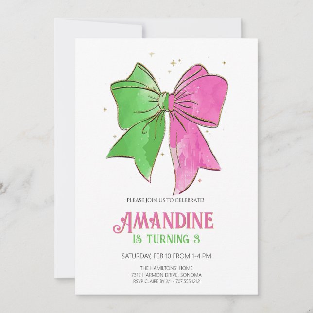 Bow Witches Girl Birthday Magical Party  Einladung (Vorderseite)