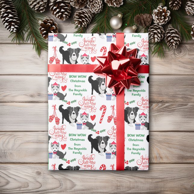 Bow Wow Border Collie Weihnachten Geschenkpapier (Von Creator hochgeladen)