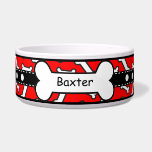 Bow Wow Doggie Knochen farbenfroh rot und schwarz Napf