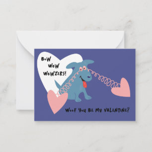 Bow Wow Wowzers Blauer Hund Kinder Valentinstagska Mitteilungskarte