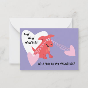 Bow Wow Wowzers Roter Hund Kinder Valentinstagskar Mitteilungskarte