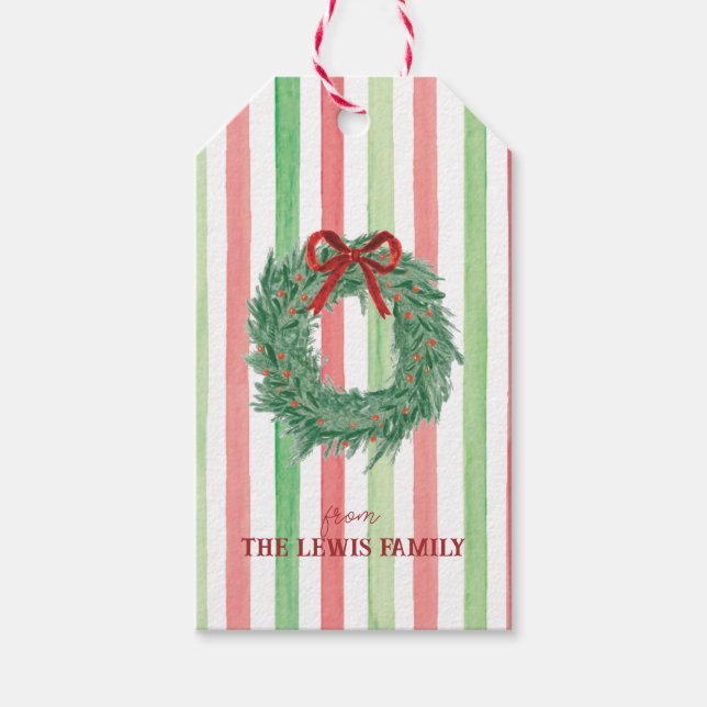 Bow Wreath Christmas-Geschenk-Tag Geschenkanhänger (Vorderseite)