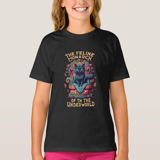 Bow zum Felinischen Monarch der Unterwelt Spooky T-Shirt (Vorderseite)