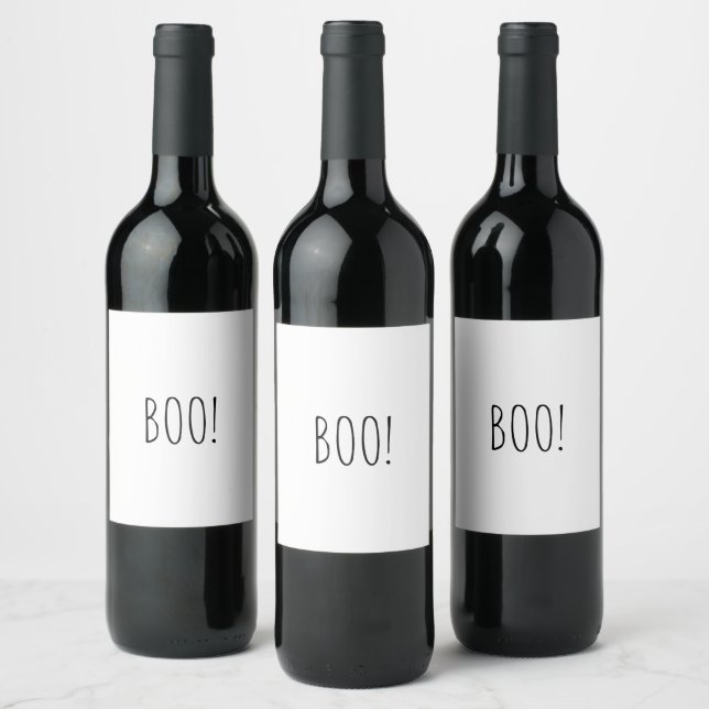 Boweiße Typografie lustig niedliches Halloween Weinetikett (Flaschen)