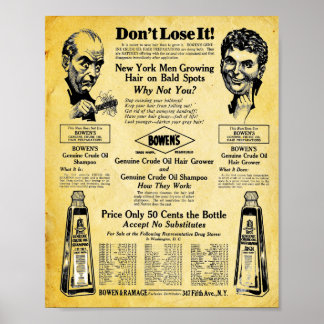 Bowens Vintag Hair Tonic Print Poster