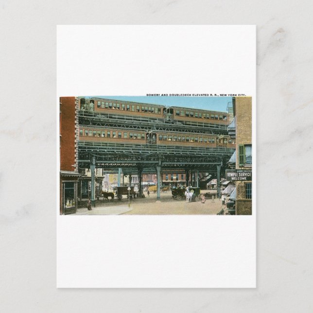 Bowery and Doubledeck Elevated R.R., NYC Postkarte (Vorderseite)