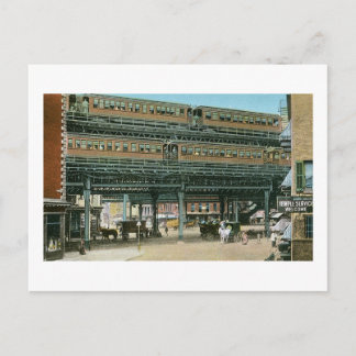 Bowery und Doubledeck Elevated, New York Postkarte