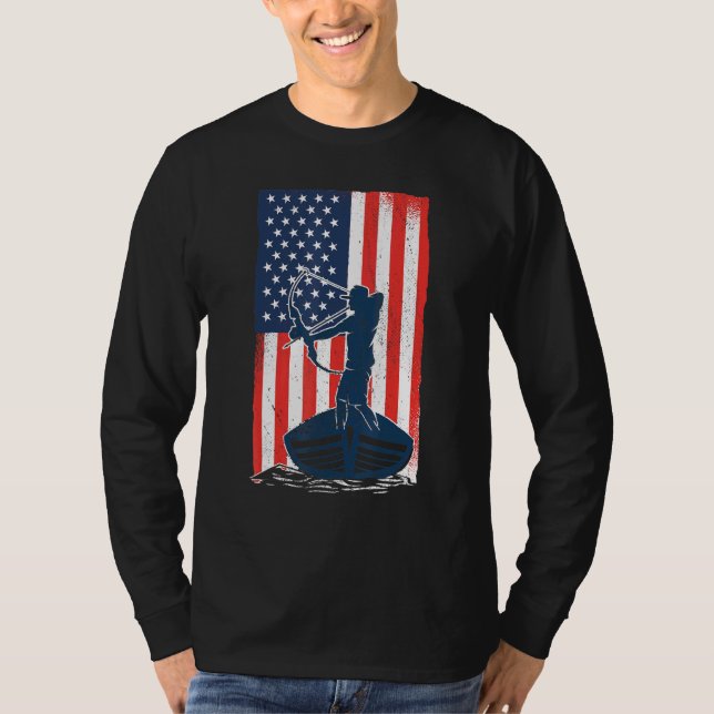 Bowfish American Flag Fish Bow Jagen T-Shirt (Vorderseite)