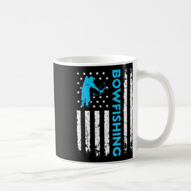 Bowfish US-Flagge Vintage Fischerei Bowfish Hunter Kaffeetasse (Rechts)