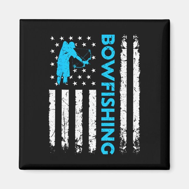 Bowfish US-Flagge Vintage Fischerei Bowfish Hunter Magnet (Vorne)