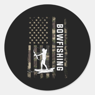 Bowfishing American Flag Bowfish Runder Aufkleber