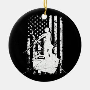Bowfishing Vintag Look American Flag Bow Jagen Keramik Ornament
