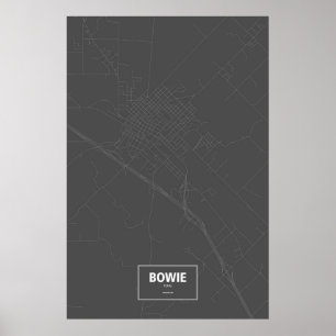 Bowie, Texas (weiß auf Schwarzem) Poster