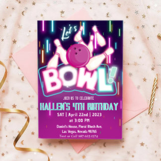 Bowl Bowling Birthday Party Einladung