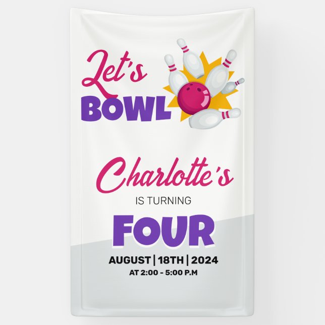 Bowl Kids Bowling Birthday Party Banner (Vertikal)