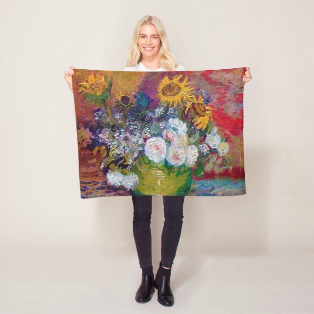 Bowl mit Blume, Van Gogh Fleecedecke (Beispiel)