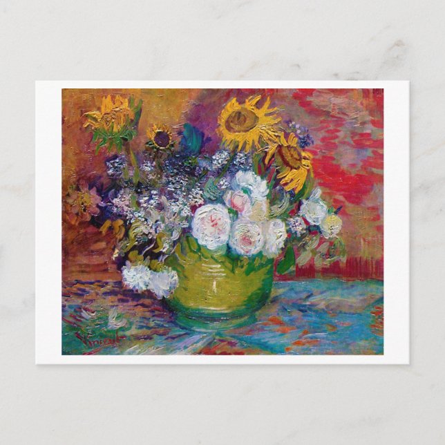 Bowl mit Blume, Van Gogh Postkarte (Vorderseite)