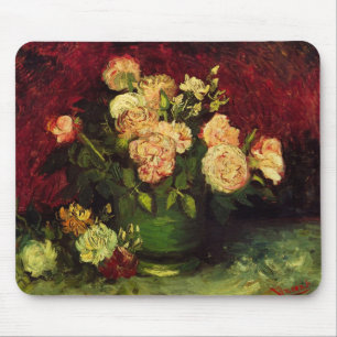 Bowl mit Peongs und Rose von Vincent van Gogh Mousepad