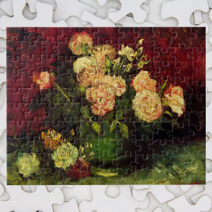 Bowl mit Peongs und Rose von Vincent van Gogh Puzzle