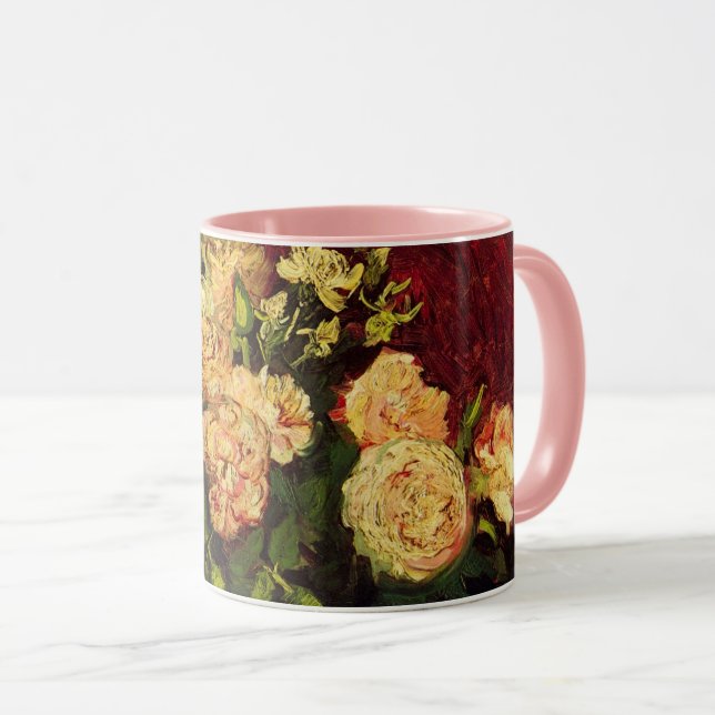 Bowl mit Peongs und Rose von Vincent van Gogh Tasse (VorderseiteRechts)