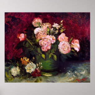 Bowl mit Peonies & Rose Van Gogh Fine Art Poster