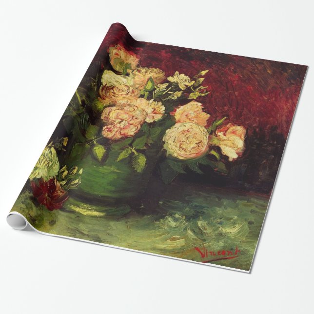 Bowl mit Peonies und Rose, Vincent van Gogh. Geschenkpapier (Ungerollt)