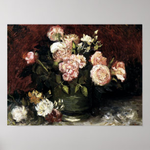 Bowl mit Peonys und Rose - Gogh Poster
