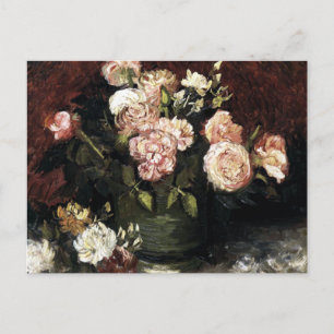Bowl mit Peonys und Rose - Gogh Postkarte