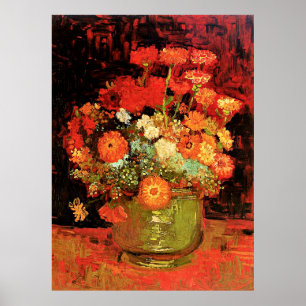 Bowl mit Zinnias von Vincent van Gogh, Poster