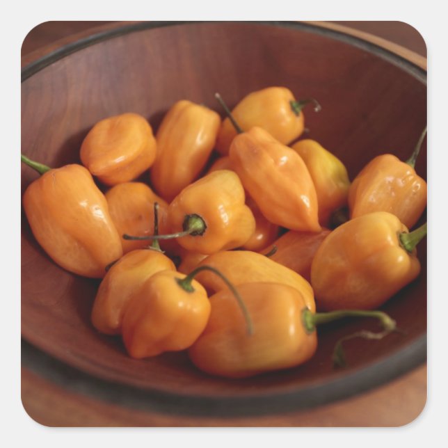 Bowl of habanero Paprikaschoten, Traditionelles Es Quadratischer Aufkleber (Vorderseite)