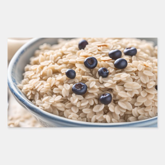 Bowl of Oatmeal with Blueberries Rechteckiger Aufkleber (Vorderseite)