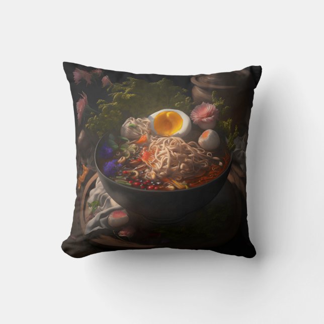Bowl von Ramen Noodles Still Life Kissen (Vorderseite)