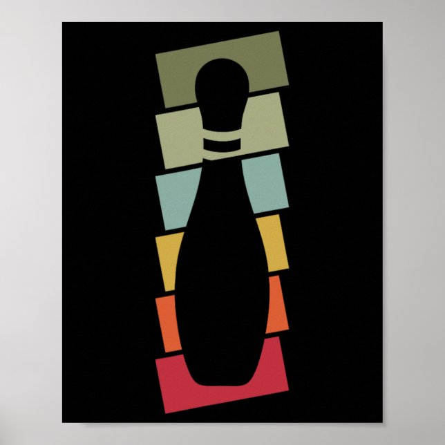 Bowler Bowling Player Vintage Bowling Pin Retro  Poster (Vorne)