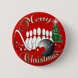 BOWLER/BOWLINGS-FROHE WEIHNACHTEN BUTTON