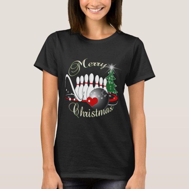 BOWLER/BOWLINGS-FROHE WEIHNACHTEN T-Shirt (Vorderseite)