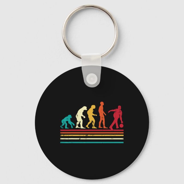 Bowler Evolution Retro Bowling-Mannschaft Männer F Schlüsselanhänger (Vorderseite)