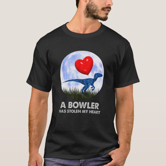 Bowler Funny T Rex, Dinosaur Spaß Sports T-Shirt (Vorderseite)