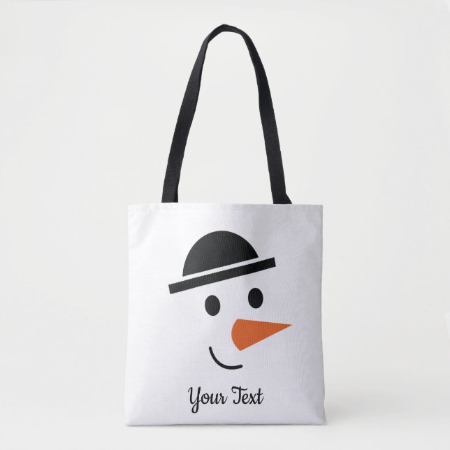Bowler-getippte Snowman Face Design Tote Bag (Vorderseite)