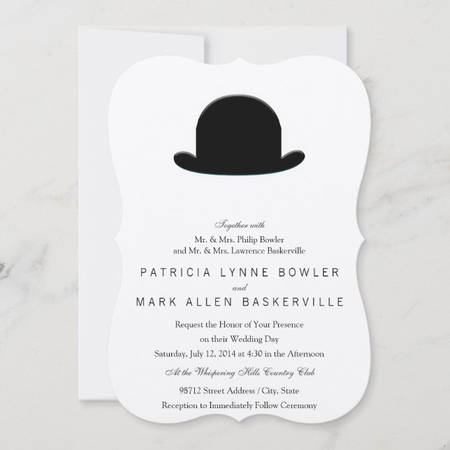 Bowler Hat Einladung (Vorderseite)