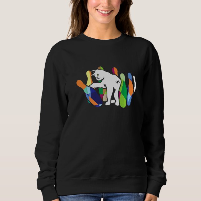Bowler Katze Kätzchen Besitzer Bowling Trainer Str Sweatshirt (Vorderseite)