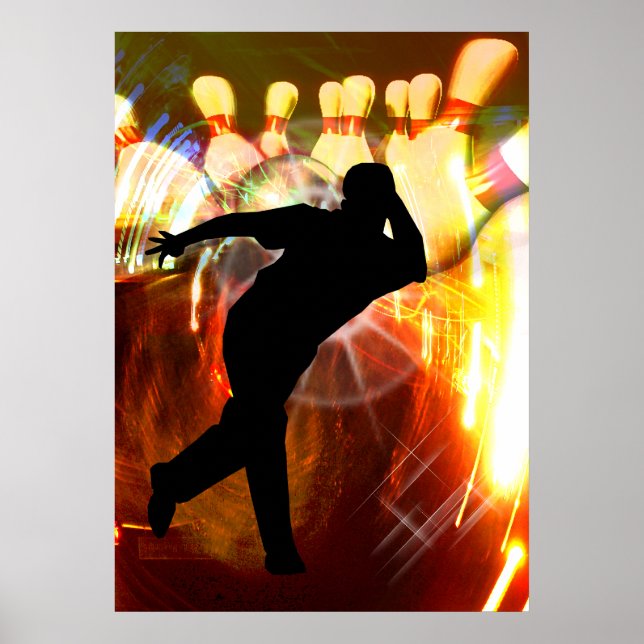 Bowler mit Strike Explosion Poster (Vorne)