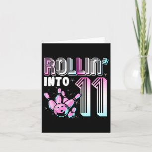 Bowler rollt in 11 Bowling zum 11. Geburtstag Kind Karte