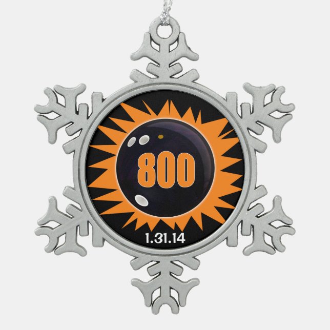 Bowlers 800er-Serie, Bowling Ball Graphics, Schneeflocken Zinn-Ornament (Vorderseite)
