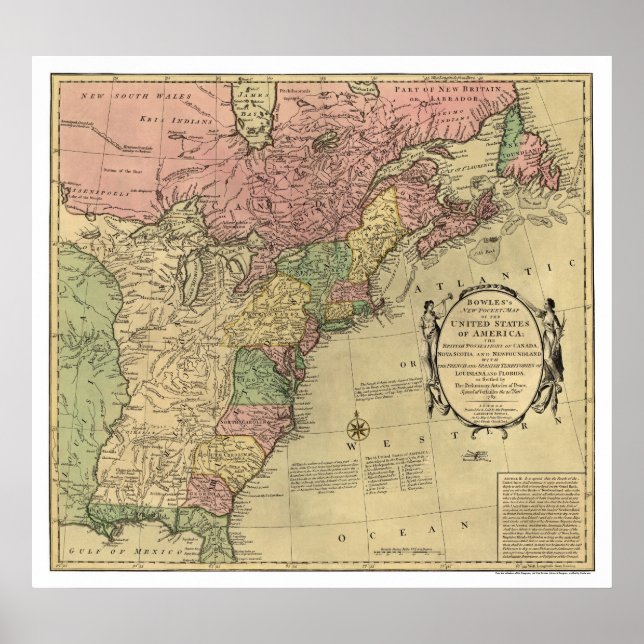 Bowles Map of America 1784 Poster (Vorne)