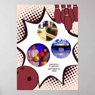 Bowling 11. Geburtstag Foto Collage Poster