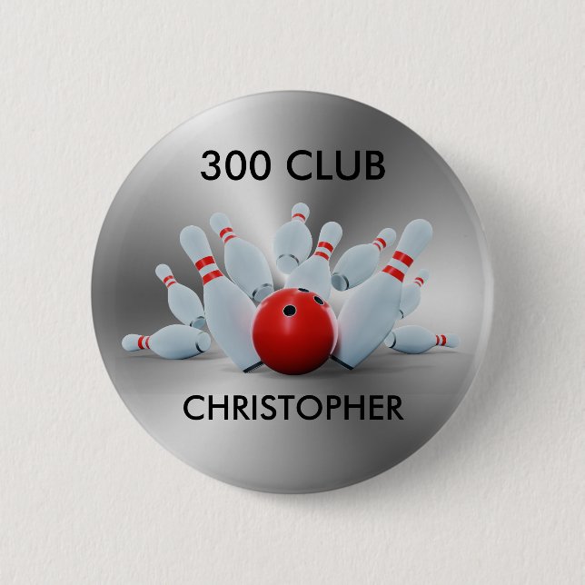 Bowling 300 Club 10 Button Personalisiert (Vorderseite)